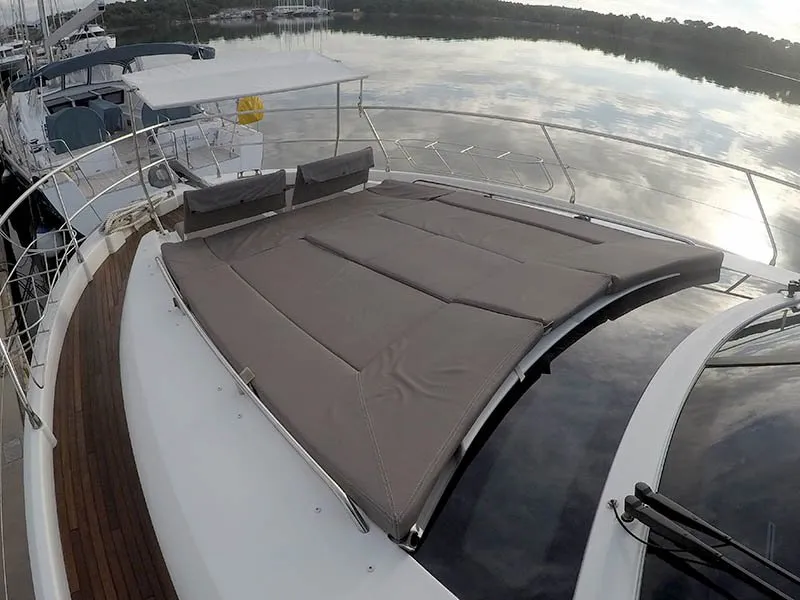 Deck of Jana, a Prestige 620 S motor yacht at Grad Šibenik, Croatia