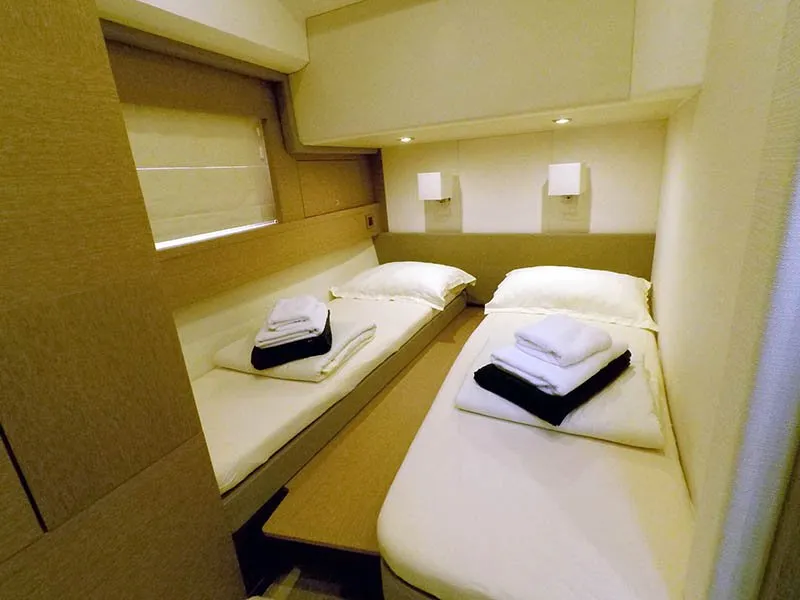 Cabin on Jana, a Prestige 620 S motor yacht at Grad Šibenik, Croatia