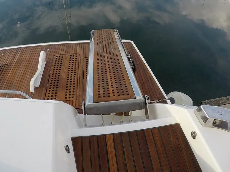 Deck of Jana, a Prestige 620 S motor yacht at Grad Šibenik, Croatia