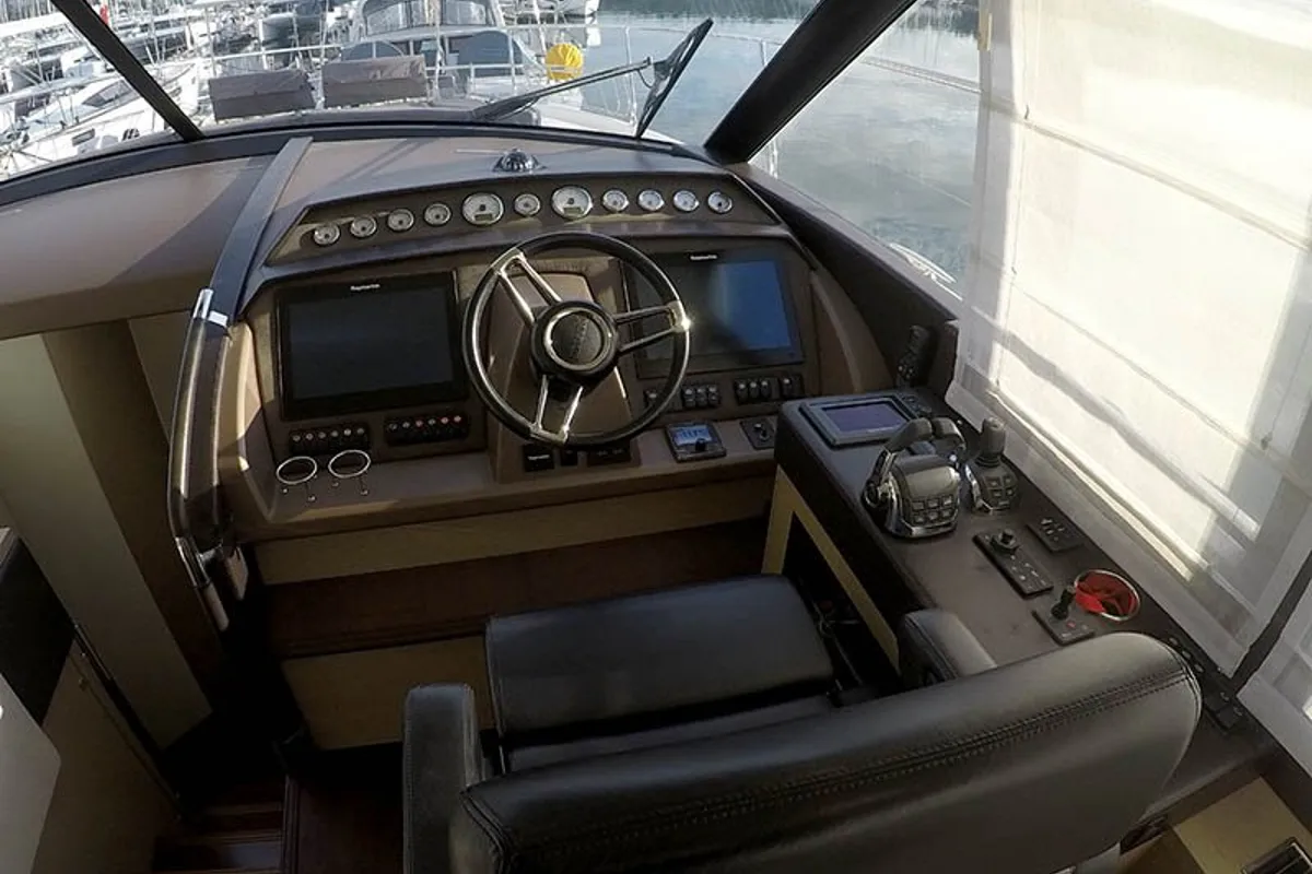 Cockpit of Jana, a Prestige 620 S motor yacht at Grad Šibenik, Croatia