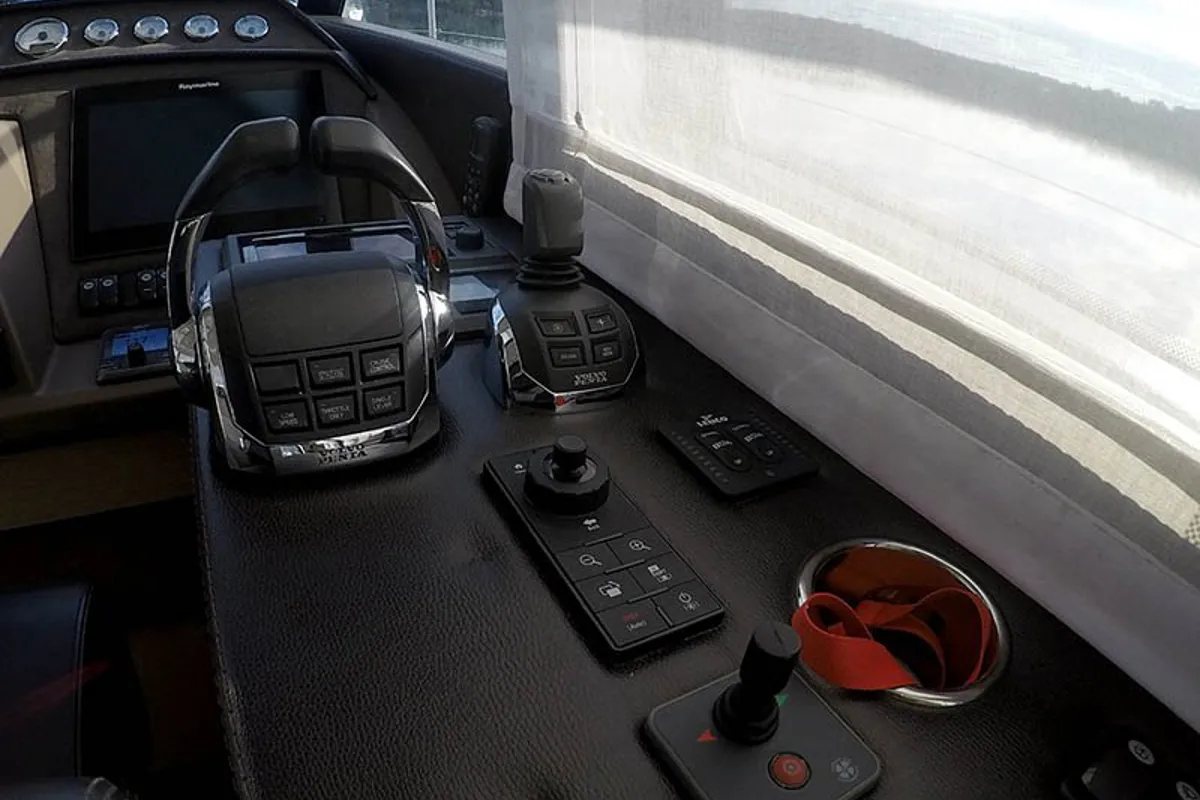 Cockpit of Jana, a Prestige 620 S motor yacht at Grad Šibenik, Croatia