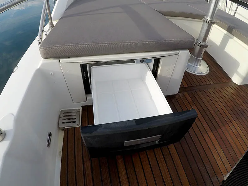 Deck of Jana, a Prestige 620 S motor yacht at Grad Šibenik, Croatia