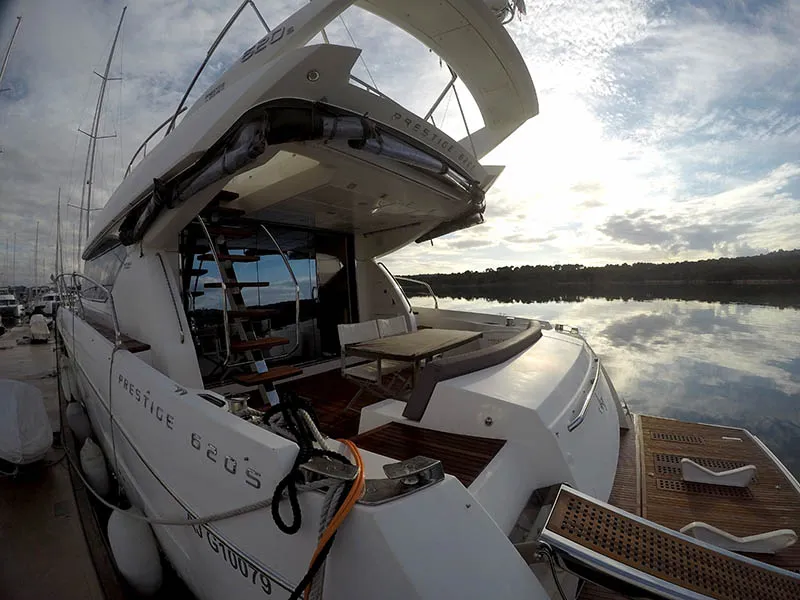 Jana, a Prestige 620 S motor yacht at Grad Šibenik, Croatia