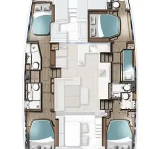 Floor plan of New, a Leopard 46 catamaran at Procida, Italy