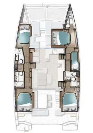 Floor plan of New, a Leopard 46 catamaran at Procida, Italy