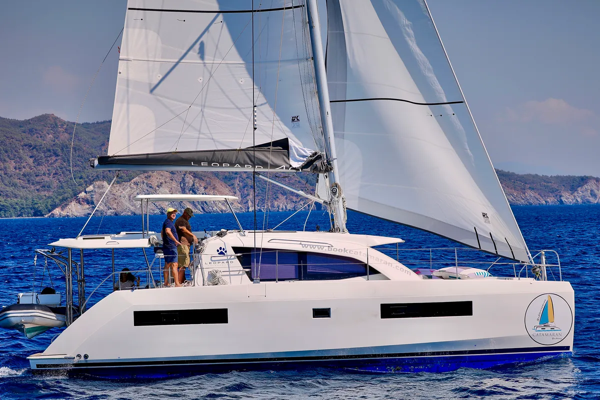 Deria, a Leopard 40 catamaran at Tivat, Montenegro