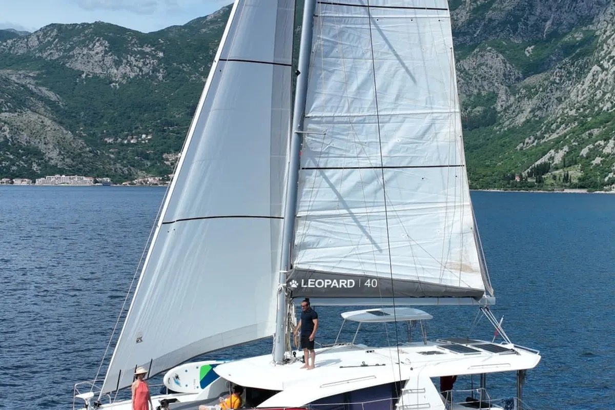 Deria, a Leopard 40 catamaran at Tivat, Montenegro