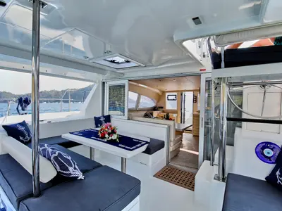 Deria, a Leopard 40 catamaran at Tivat, Montenegro