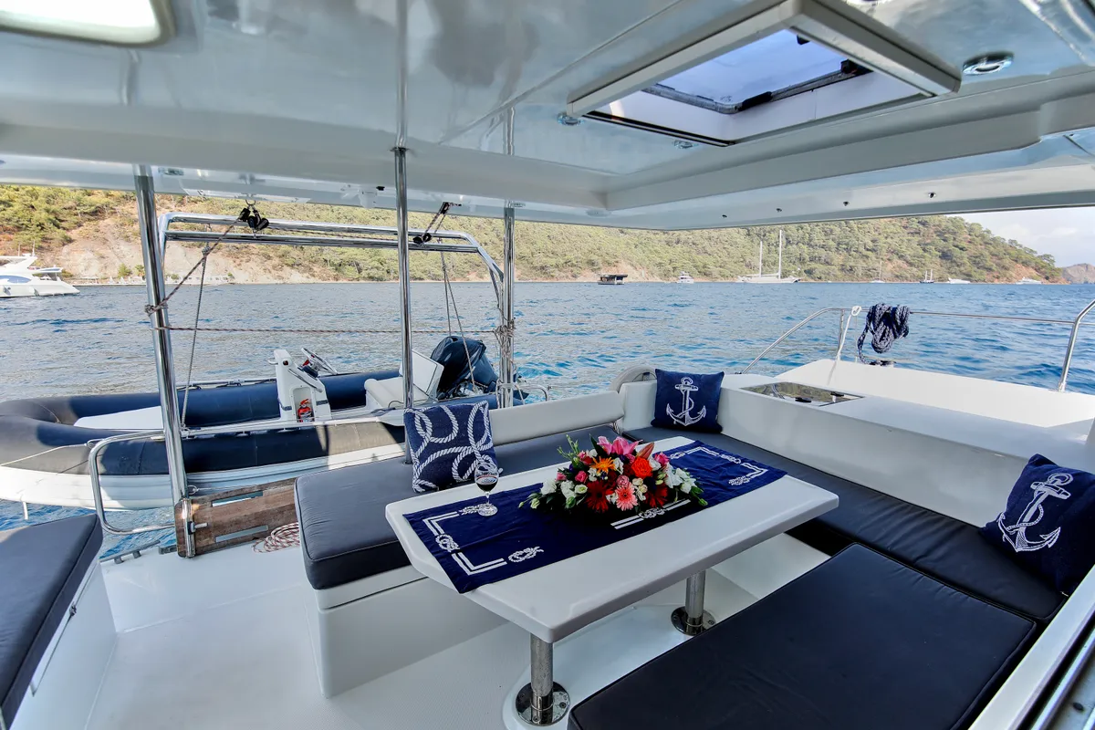 Deria, a Leopard 40 catamaran at Tivat, Montenegro