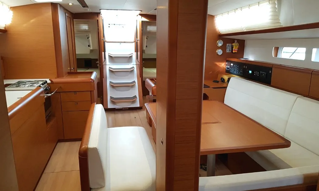Salon of FIESTA, a Jeanneau Sun Odyssey 519 sailboat at Municipal Unit of Lefkada, Greece