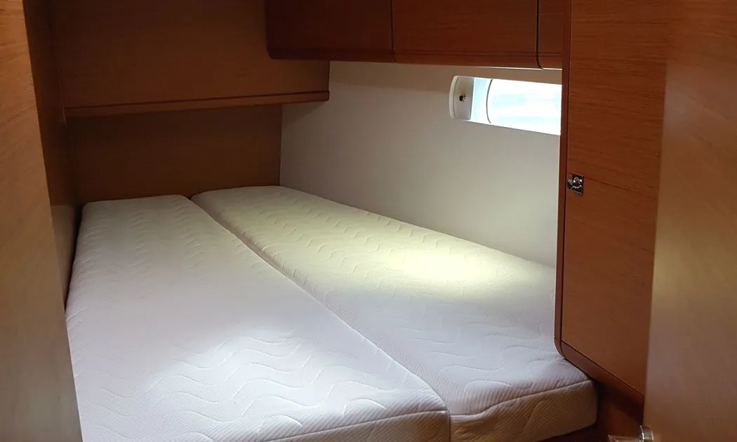 Cabin on FIESTA, a Jeanneau Sun Odyssey 519 sailboat at Municipal Unit of Lefkada, Greece