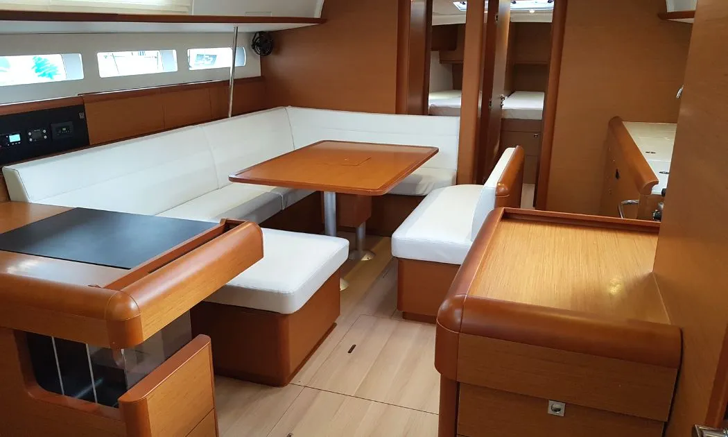 Salon of FIESTA, a Jeanneau Sun Odyssey 519 sailboat at Municipal Unit of Lefkada, Greece