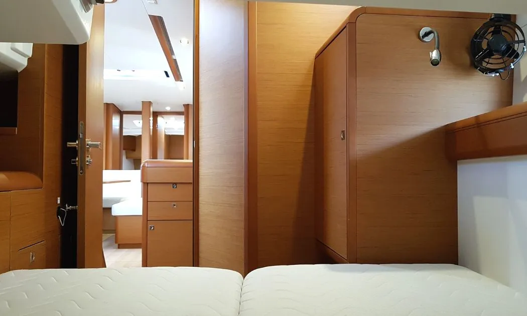 Cabin on FIESTA, a Jeanneau Sun Odyssey 519 sailboat at Municipal Unit of Lefkada, Greece