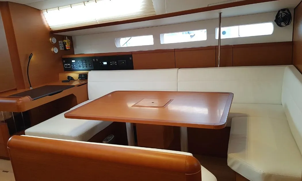 Salon of FIESTA, a Jeanneau Sun Odyssey 519 sailboat at Municipal Unit of Lefkada, Greece
