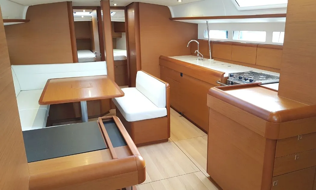 Salon of FIESTA, a Jeanneau Sun Odyssey 519 sailboat at Municipal Unit of Lefkada, Greece