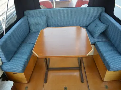 Deck of Eau Sauvage, a De Drait Doerak 850 OK motorboat at Drachten, Netherlands