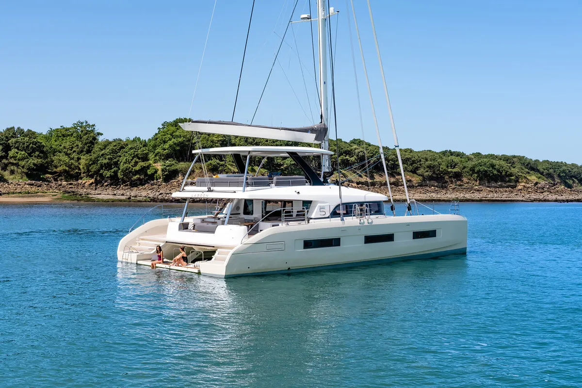 Exterior view of Daiquiri, a Lagoon Sixty 5 catamaran at Athens, Greece