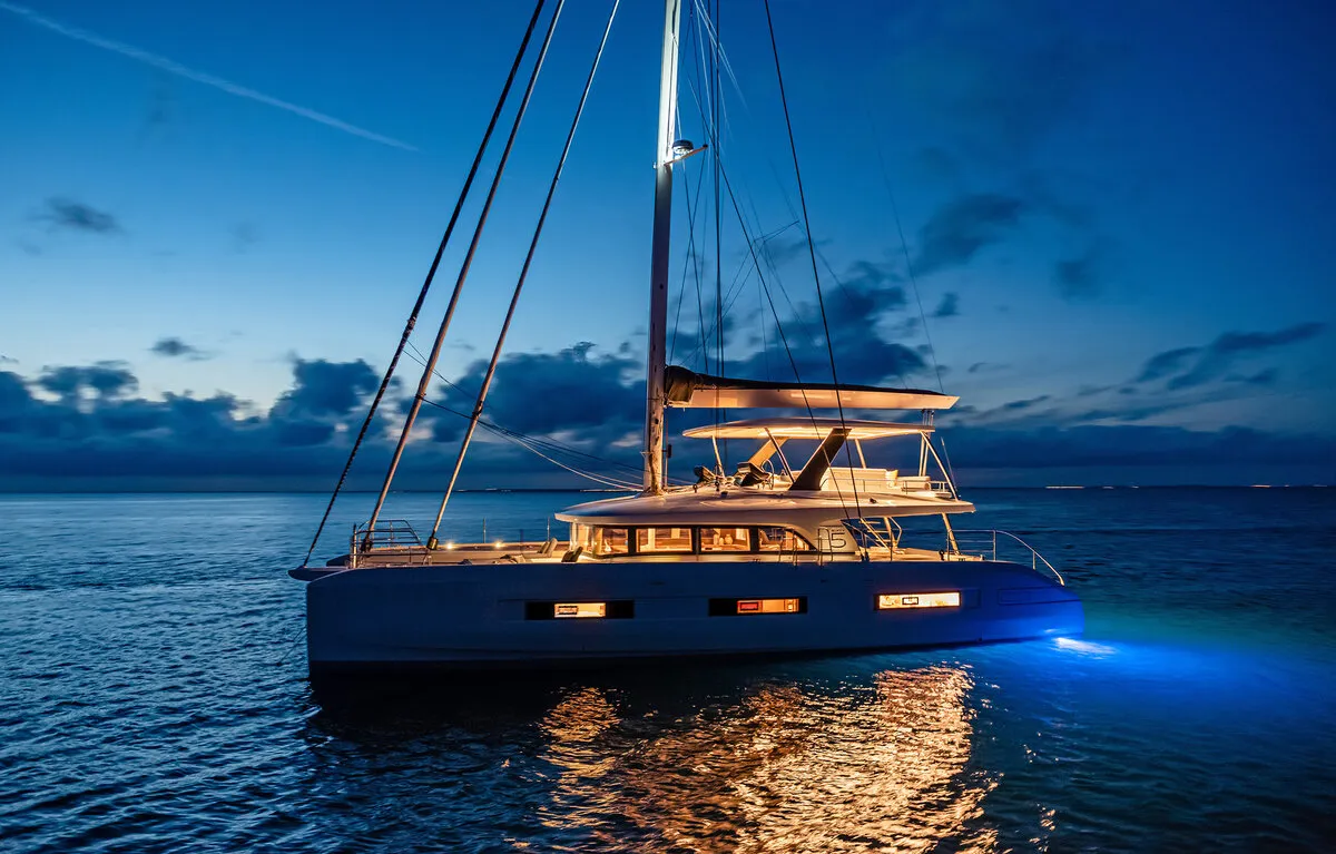 Exterior view of Daiquiri, a Lagoon Sixty 5 catamaran at Athens, Greece