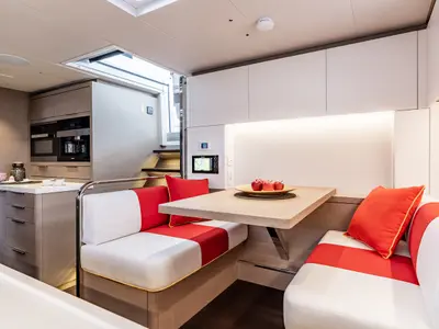Galley of Daiquiri, a Lagoon Sixty 5 catamaran at Athens, Greece