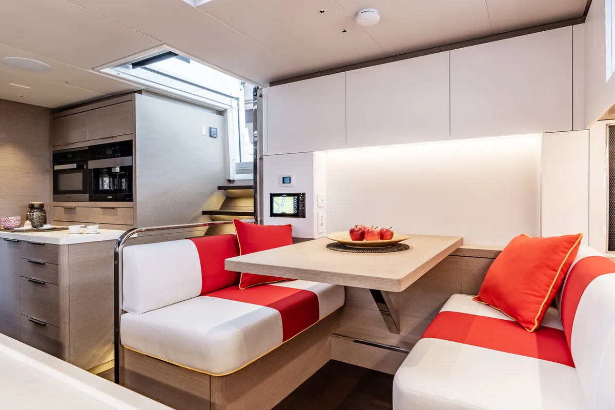Galley of Daiquiri, a Lagoon Sixty 5 catamaran at Athens, Greece