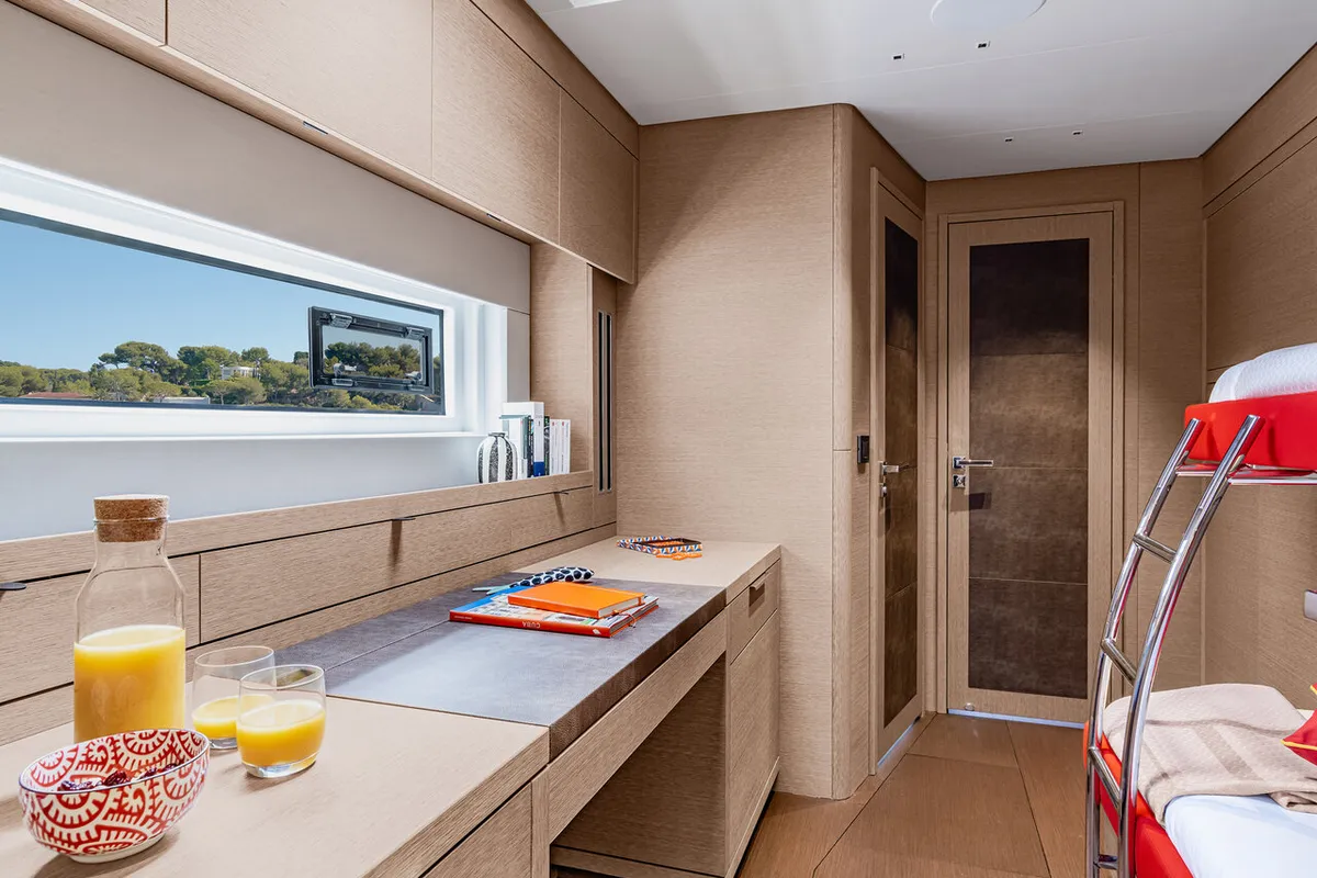 Cabin on Daiquiri, a Lagoon Sixty 5 catamaran at Athens, Greece