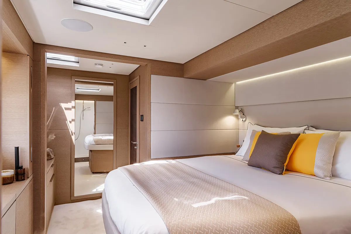 Cabin on Daiquiri, a Lagoon Sixty 5 catamaran at Athens, Greece