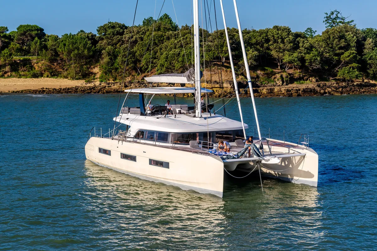 Exterior view of Daiquiri, a Lagoon Sixty 5 catamaran at Athens, Greece