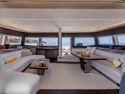 Salon of Daiquiri, a Lagoon Sixty 5 catamaran at Athens, Greece