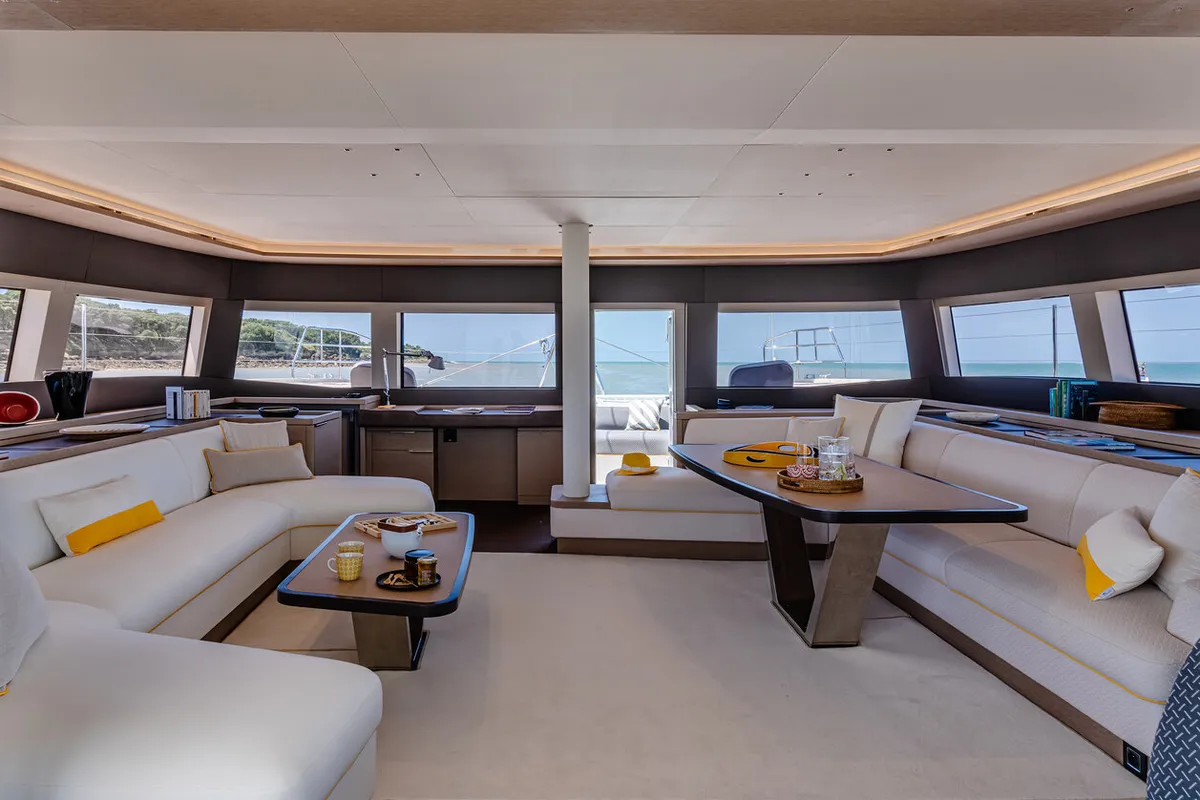 Salon of Daiquiri, a Lagoon Sixty 5 catamaran at Athens, Greece