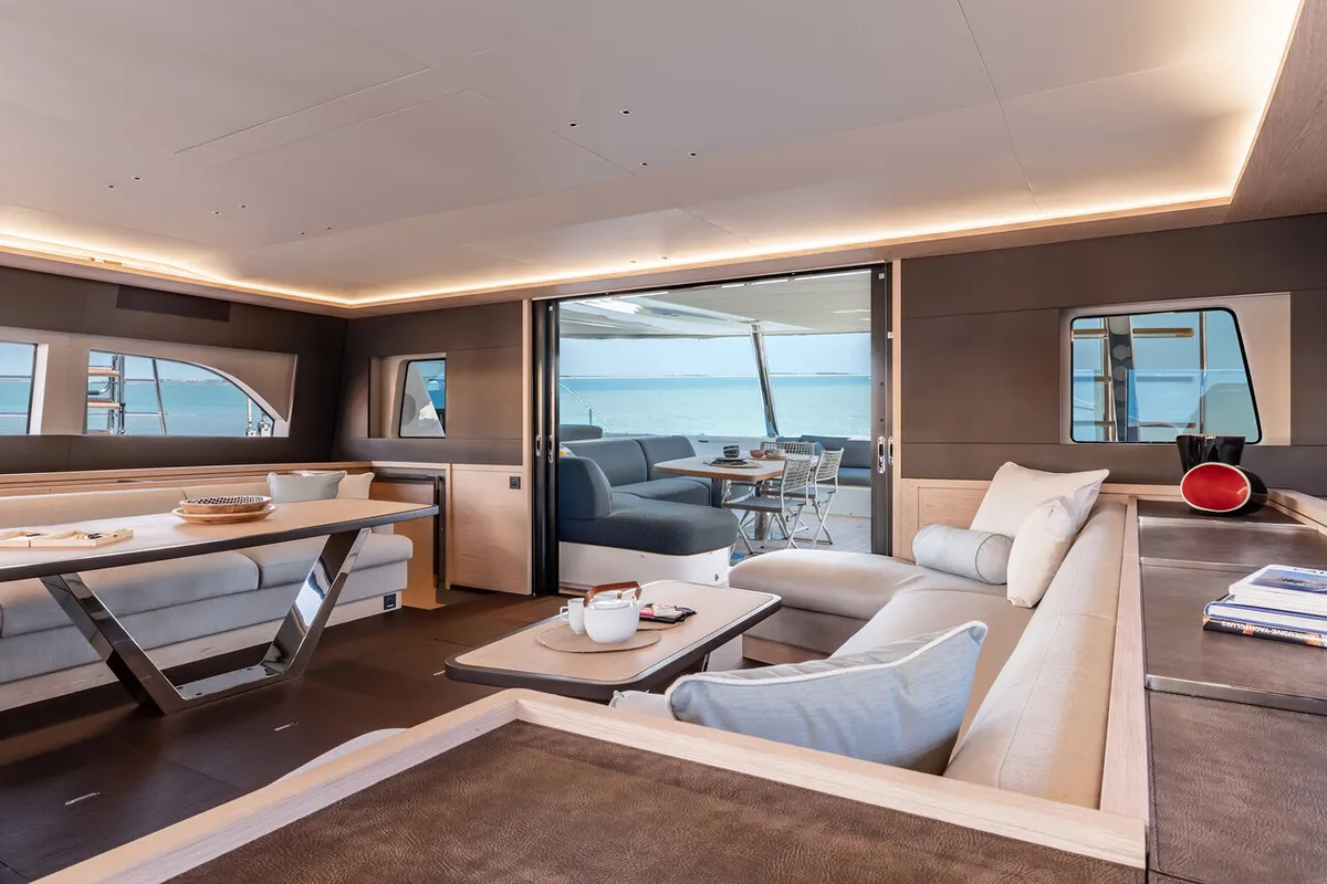 Salon of Daiquiri, a Lagoon Sixty 5 catamaran at Athens, Greece