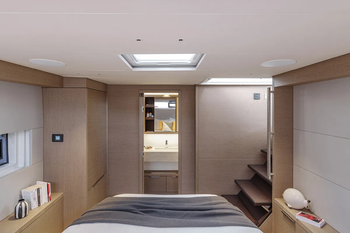 Cabin on Daiquiri, a Lagoon Sixty 5 catamaran at Athens, Greece