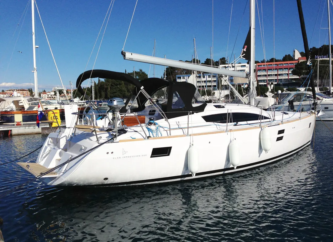 Exterior view of Živa, a Elan 444 Impression sailboat at Split, Croatia