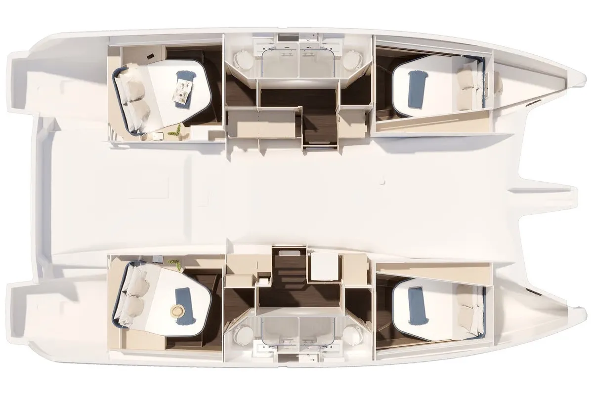 Floor plan of ADELA, a Fountaine Pajot FP 44 catamaran at Municipal Unit of Nea Peramos, Greece