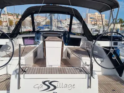 Cockpit of Gassillage, a Dufour 41 sailboat at Vallauris, France