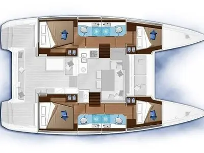 Floor plan of Cassiopeia, a Lagoon 40 catamaran at Nea Peramos, Greece