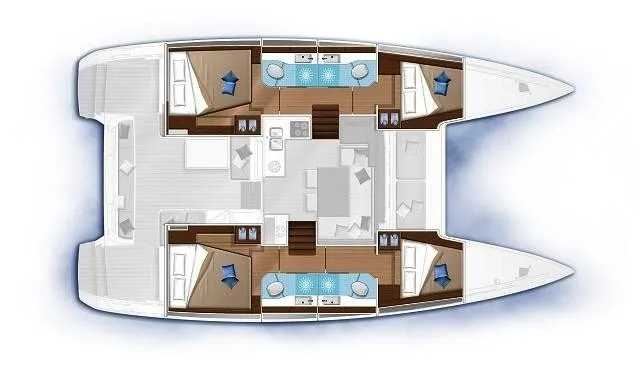 Floor plan of Cassiopeia, a Lagoon 40 catamaran at Nea Peramos, Greece