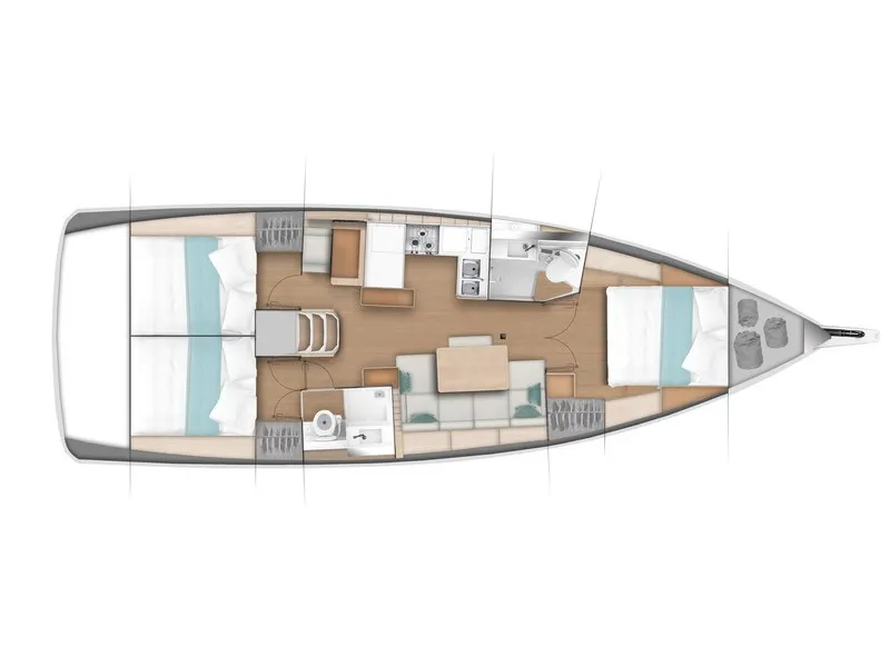 Floor plan of Sunney, a Jeanneau Sun Odyssey 440 sailboat at Grad Kaštela, Croatia