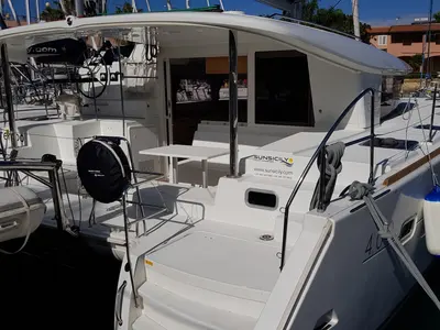Deck of Senza Tempo, a Lagoon 400 S2 catamaran at Tonnarella, Italy