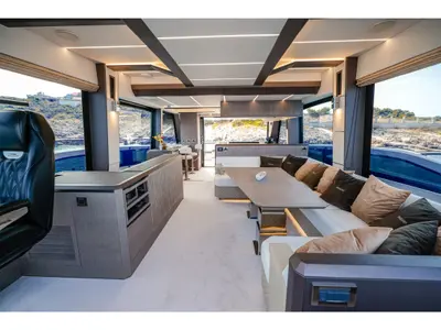 Salon of Premium +, a Galeon 640 Fly motor yacht at Seget Donji, Croatia