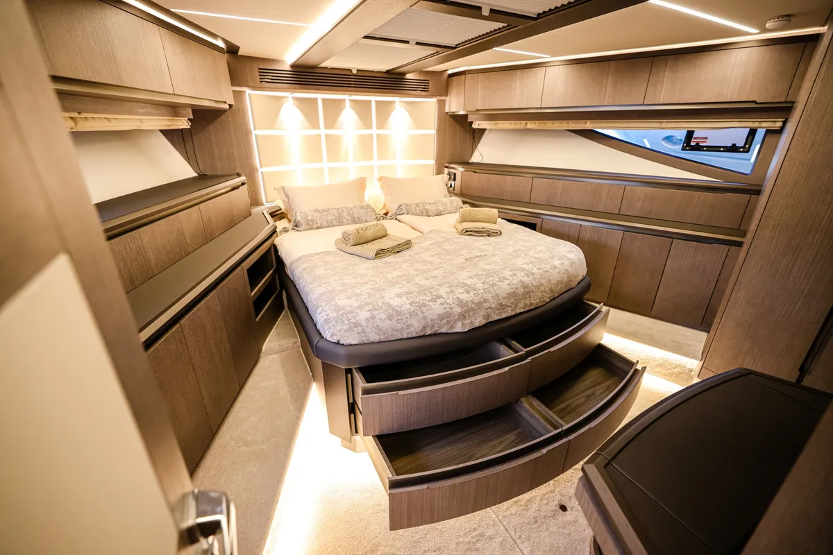 Cabin on Premium +, a Galeon 640 Fly motor yacht at Seget Donji, Croatia