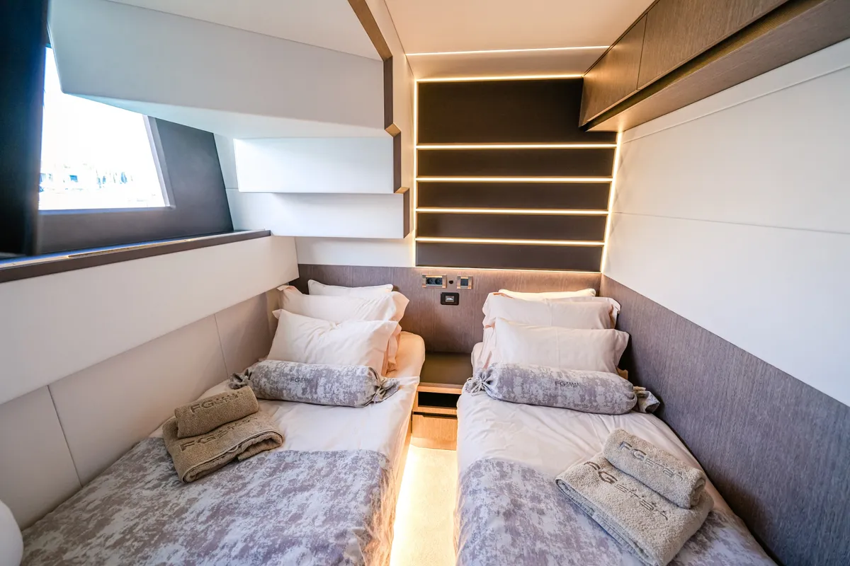 Cabin on Premium +, a Galeon 640 Fly motor yacht at Seget Donji, Croatia