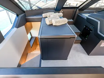 Cockpit of Premium +, a Galeon 640 Fly motor yacht at Seget Donji, Croatia
