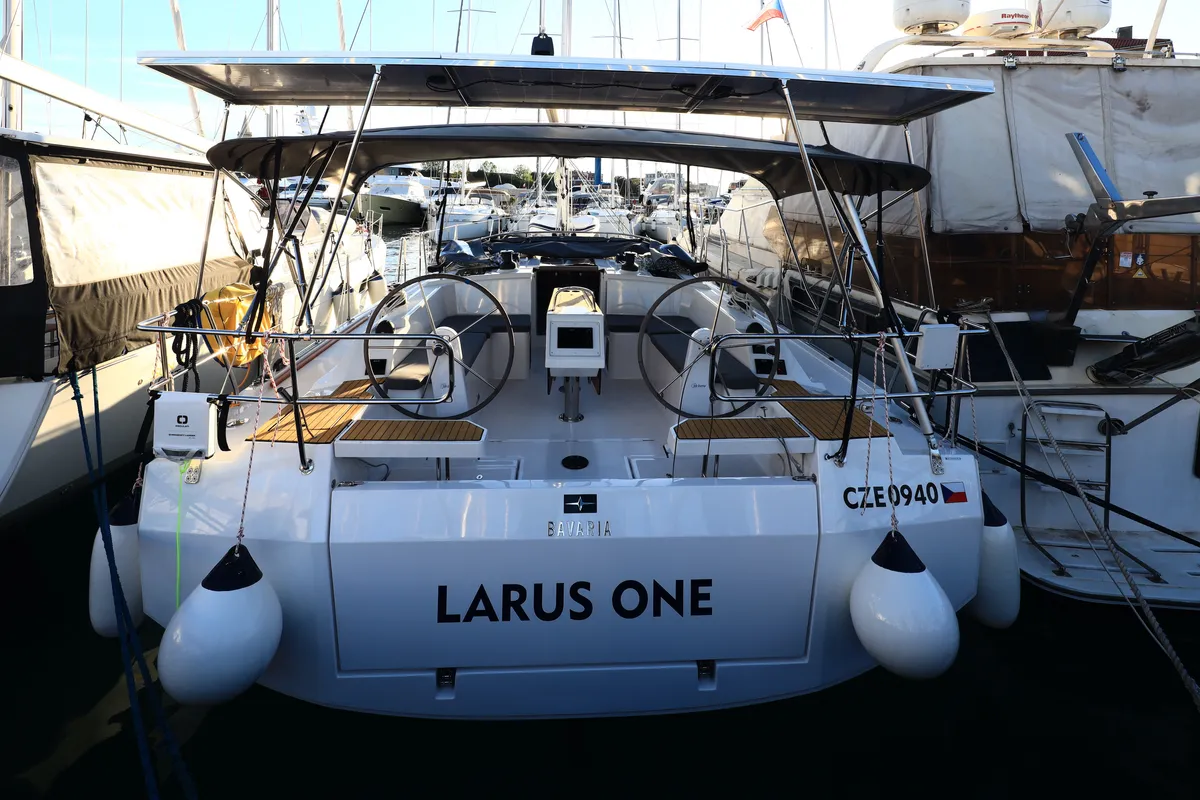 Exterior view of Larus One, a Bavaria C42 sailboat at Zadar, Croatia