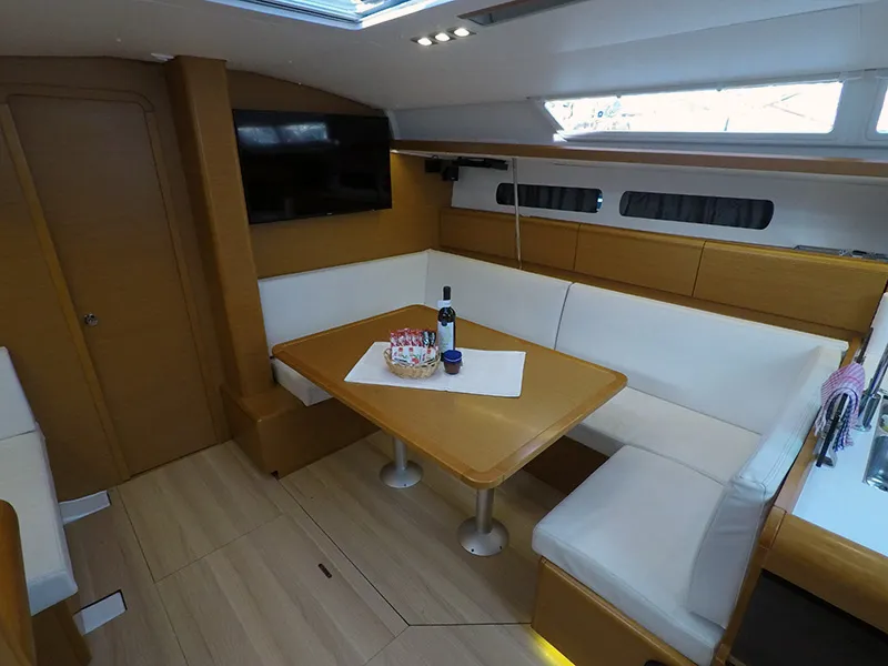 Salon of Elissa, a Jeanneau Sun Odyssey 449 sailboat at Grad Šibenik, Croatia