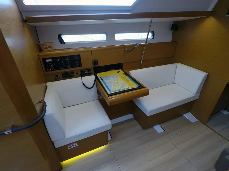 Salon of Elissa, a Jeanneau Sun Odyssey 449 sailboat at Grad Šibenik, Croatia