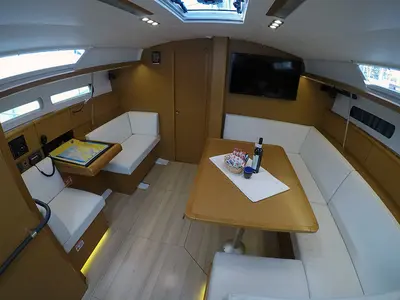 Salon of Elissa, a Jeanneau Sun Odyssey 449 sailboat at Grad Šibenik, Croatia