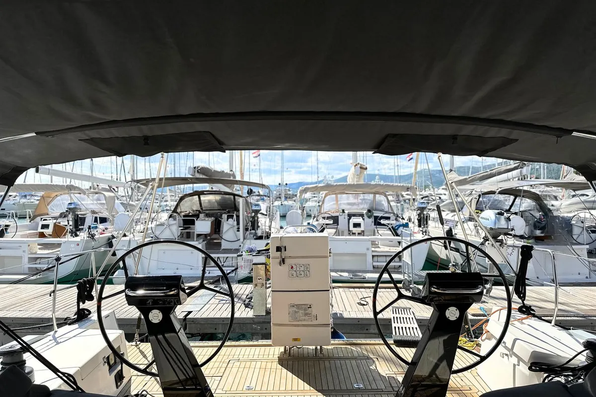 Cockpit of More Grey, a More 55 sailboat at Seget Donji, Croatia
