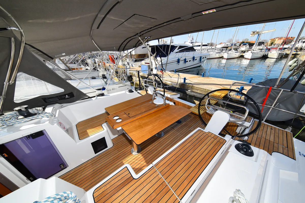 Cockpit of SEA CLOUD, a Bavaria C38 sailboat at Zadar, Croatia