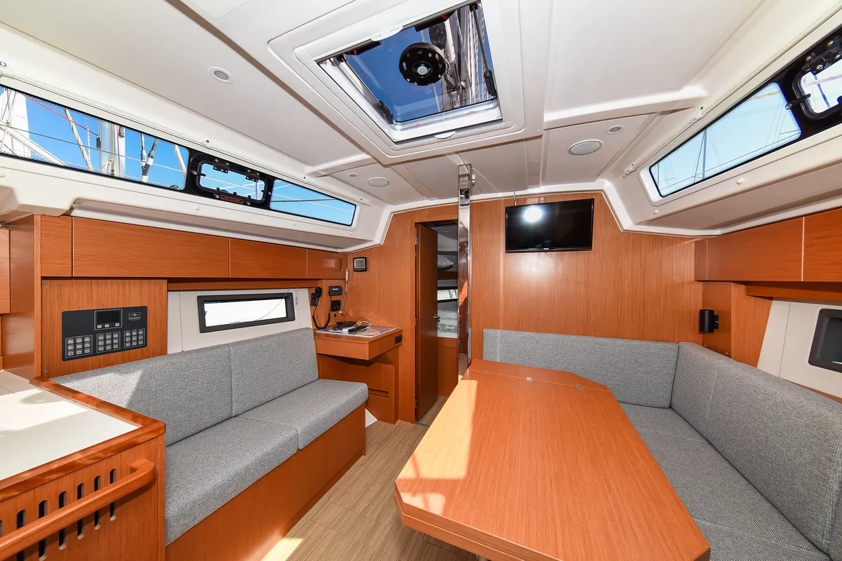 Salon of SEA CLOUD, a Bavaria C38 sailboat at Zadar, Croatia