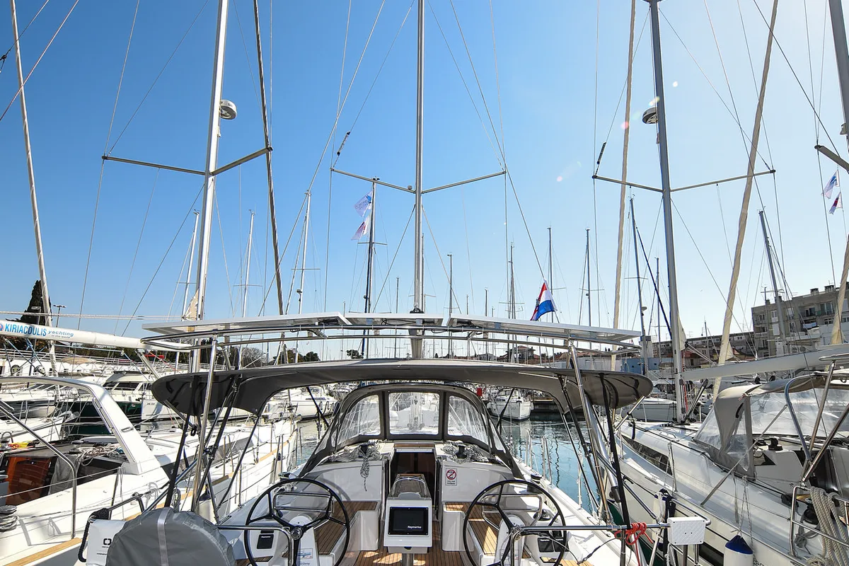 Cockpit of SEA CLOUD, a Bavaria C38 sailboat at Zadar, Croatia